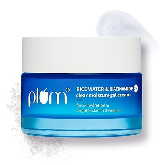 Plum 2% Niacinamide & Rice Water Superlight Gel Cream Winter Moisturizer For Face | 2X Oil-Free Hydration | Brightens, Fades Ble