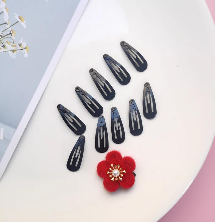 Beespring 40 Pcs Black Barrettes Small Snap Clip Size 30 Mm(Small) Women Metal Hair Clips Accessories Water Drop Female Hair Cli