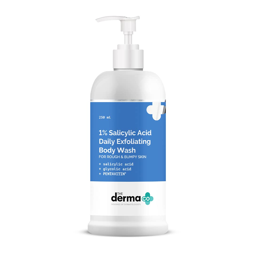 The Derma Co 1% Salicylic Acid Exfoliating Body Wash | Helps Smoothen Rough & Bumpy Skin | Deeply Cleanses & Exfoliates | Helps 