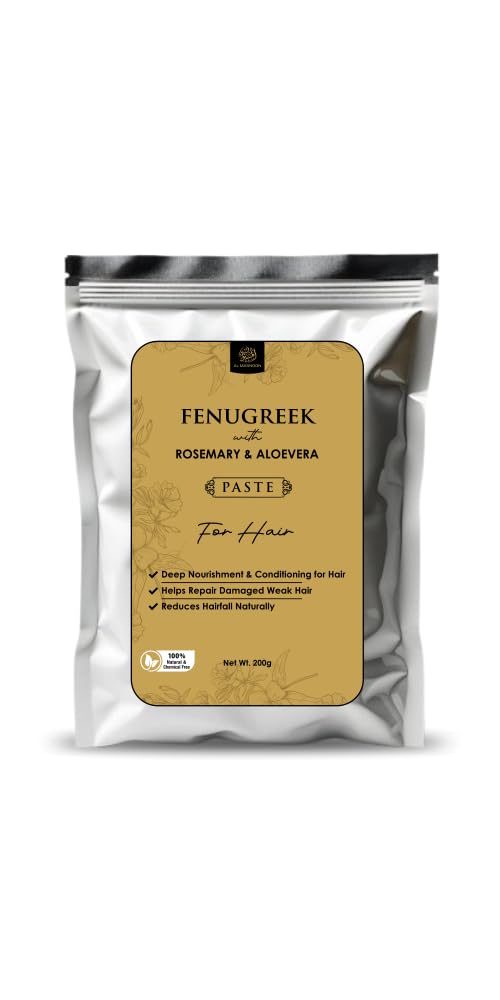Al Masnoon Fenugreek (Methi) Hair Paste Conditioner With Aloe Vera, Henna & Rosemary  Herbal Repair Mask For Dry & Damaged Hair