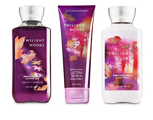 Bath & Body Works, Ultra Shea Body Cream, Body Lotion, Shower Gel, Twilight Woods Bundle (3-Pack)