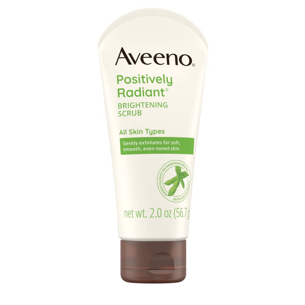 Aveeno Positively Radiant Skin Brightening Exfoliating Daily Facial Scrub with Moisture-Rich Soy Extract, Jojoba & Castor Oils, 