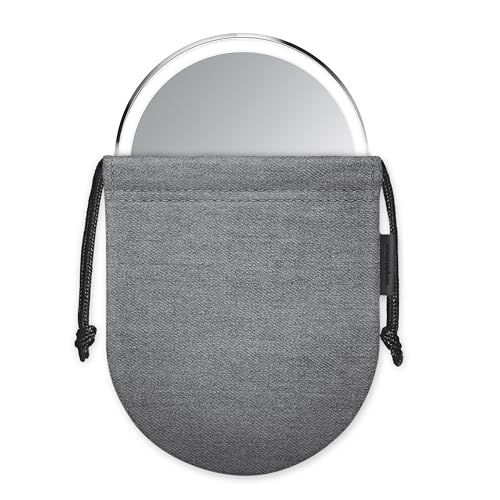 Simplehuman Sensor Mirror, Lighted Compact Makeup Magnifying Mirror With Light, Round, Travel Size, Black Stainless Steel