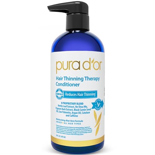 Pura D'Or Hair Thinning Therapy Biotin Conditioner, Clinically Tested Proven Results, Low Lather Deep Moisturizing Herbal Dht Bl