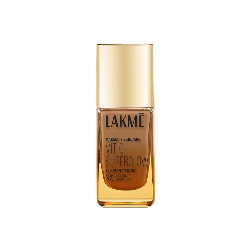 Lakm Makeup+Skincare Vitc Superglow Skin Perfecting Tint Cool Walnut C380 25Ml, Medium Coverage, Natural Finish Liquid For All S