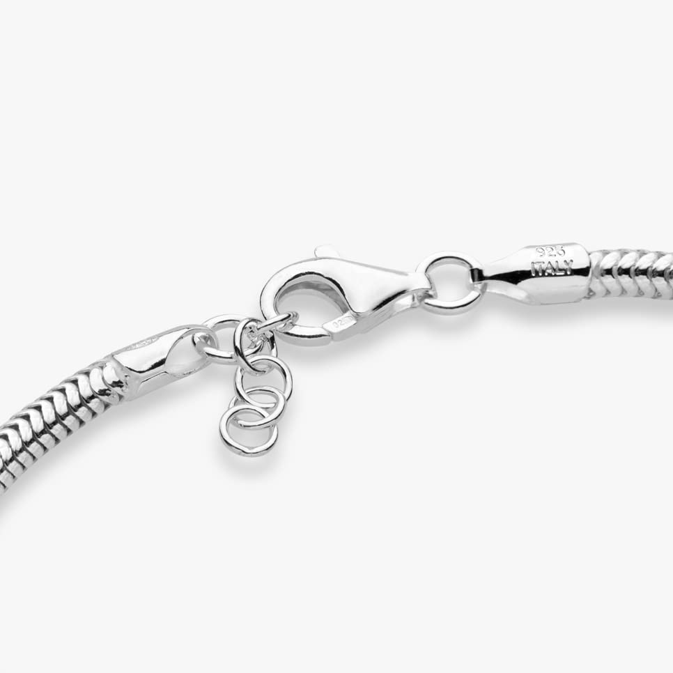 Miabella Italian 925 Sterling Silver Solid 3mm Snake Chain Bracelet for Women Men, Made in Italy(Length 6.5 Inches (XX-Small))