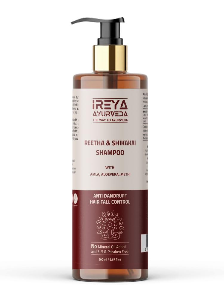 Ireya Ayurveda Reetha Shikakai Shampoo with Amla Bhringraj & Methi  200ml Herbal Hair Shampoo for Deep Cleaning Shampoo
