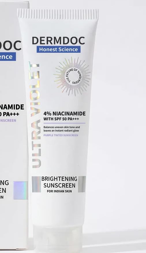 DERMDOC 4% Niacinamide Brightening Sunscreen with SPF 50 Sun Protection (20 gm Pack of 2) | Sunblock | Sunscreen for Oily Skin |