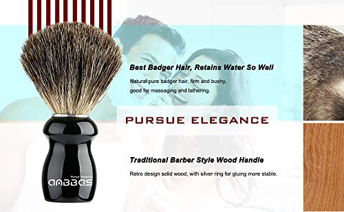 Badger Shaving Brush Holder Set,Wooden Handle Shave Brush,Contracted Design Resin Shaving Stand,2Pcs Traditional Shaving Kit For