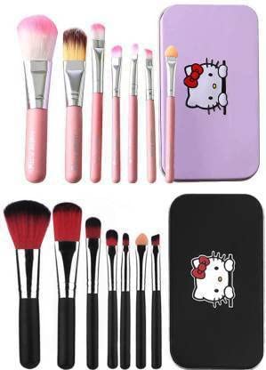 Sunisa Pink 7 Pcs Pink Makeup Brushes Set And 7 Black Makeup Brushes Set  (Pack Of 14)