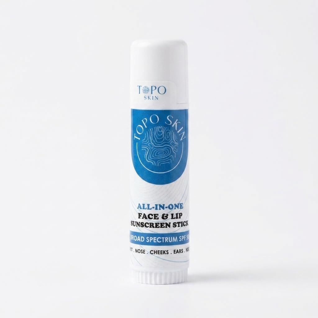 TOPO SKIN AllInOne Face & Lip Sunscreen Stick, Broad Spectrum SPF 30  Sun Protection for Nose, Cheeks, Ears, Neck & Lips, No 