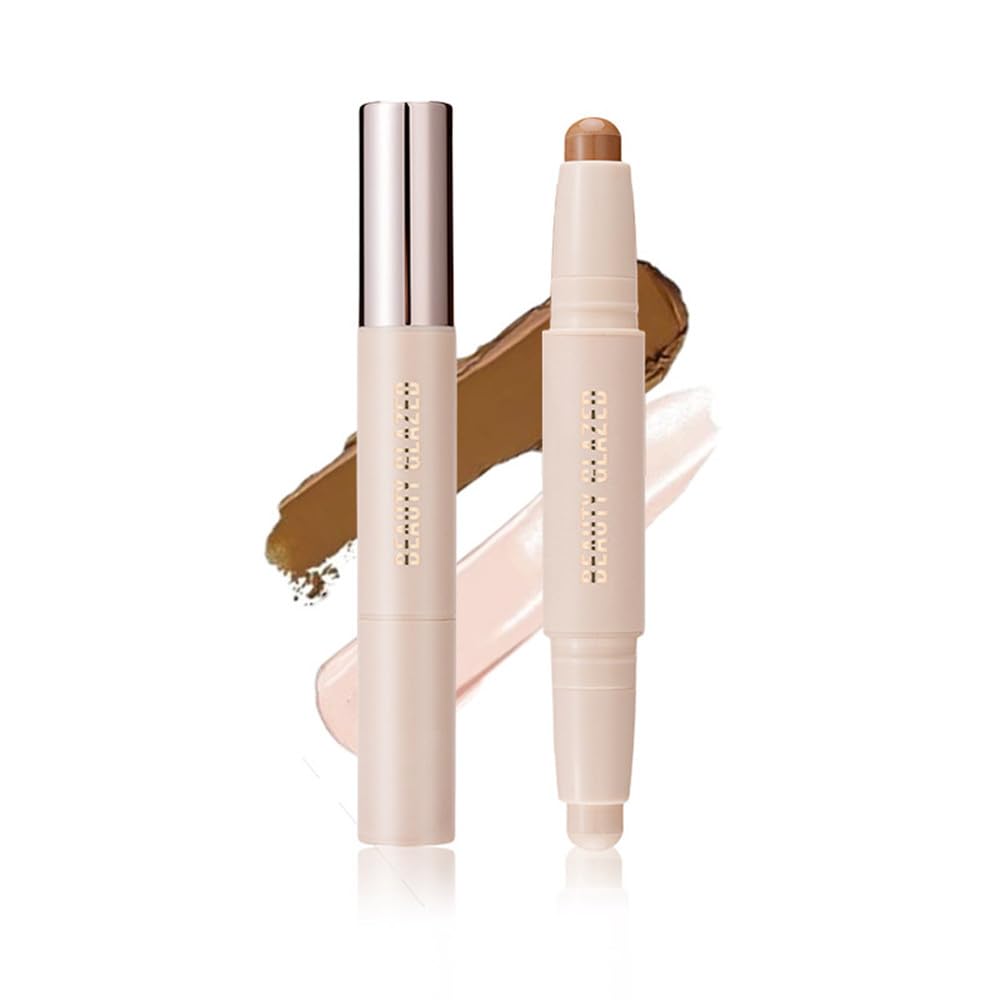Double Head Contour Stick, Highlight & Contour Bronzer Stick, Durable And Waterproof Contour Stick Set, Facial Makeup Contour Fa