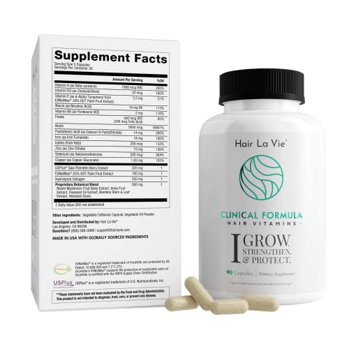 Hair La Vie Live Conscious Clinical Formula Hair Growth Vitamins for Women and Men w/Biotin 5000mcg, Collagen & Saw Palmetto (Pa