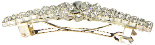 Caravan Automatic Barrette Decorated With Crystal Clear Rhinestone In An Oval Burst