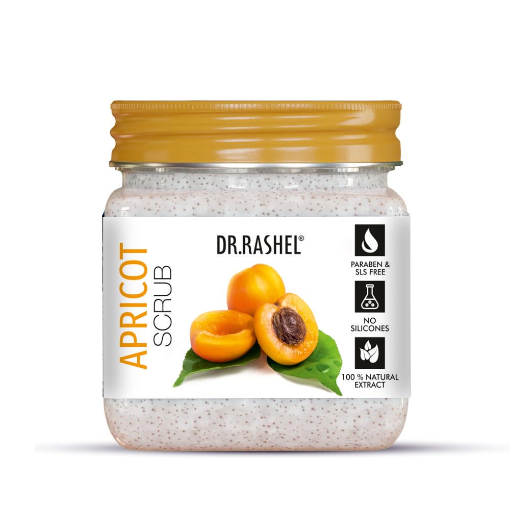 Dr.Rashel Apricot Scrub For Face & Body (380 Ml) | All Skin |Cleanser Scrub For Deep Exfoliation | Dead Skin Remover| Tan Remova
