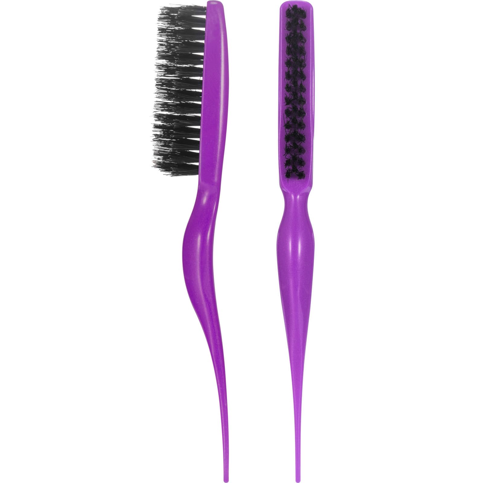 2 Pieces Boar Bristle Brush Comb Hair Teasing Brush For Women Men Salon Boar Nylon Bristle Beauty Styling Backcombing Brush (Pur