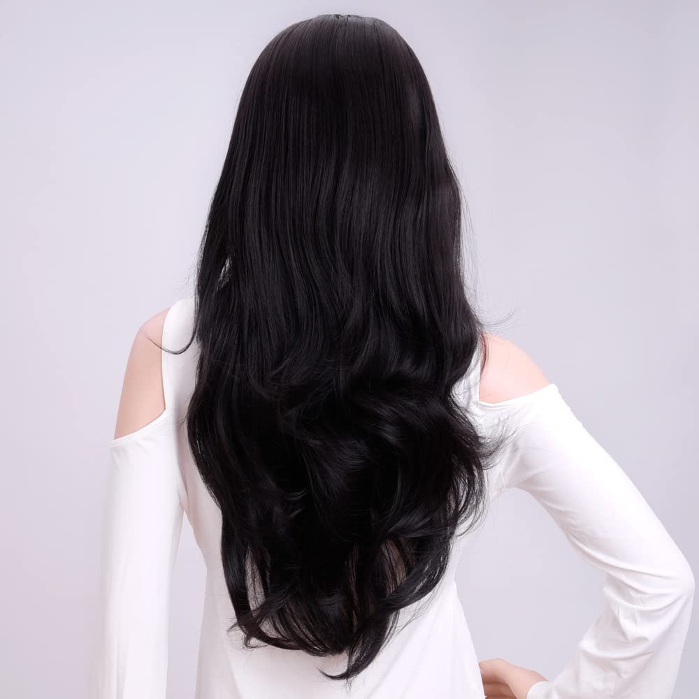 24'' Long Wavy Clip in Half Head Tied Wig Premium Japanese Synthetic Kanekalon fibers Hair Extensions For Women 210g 11#