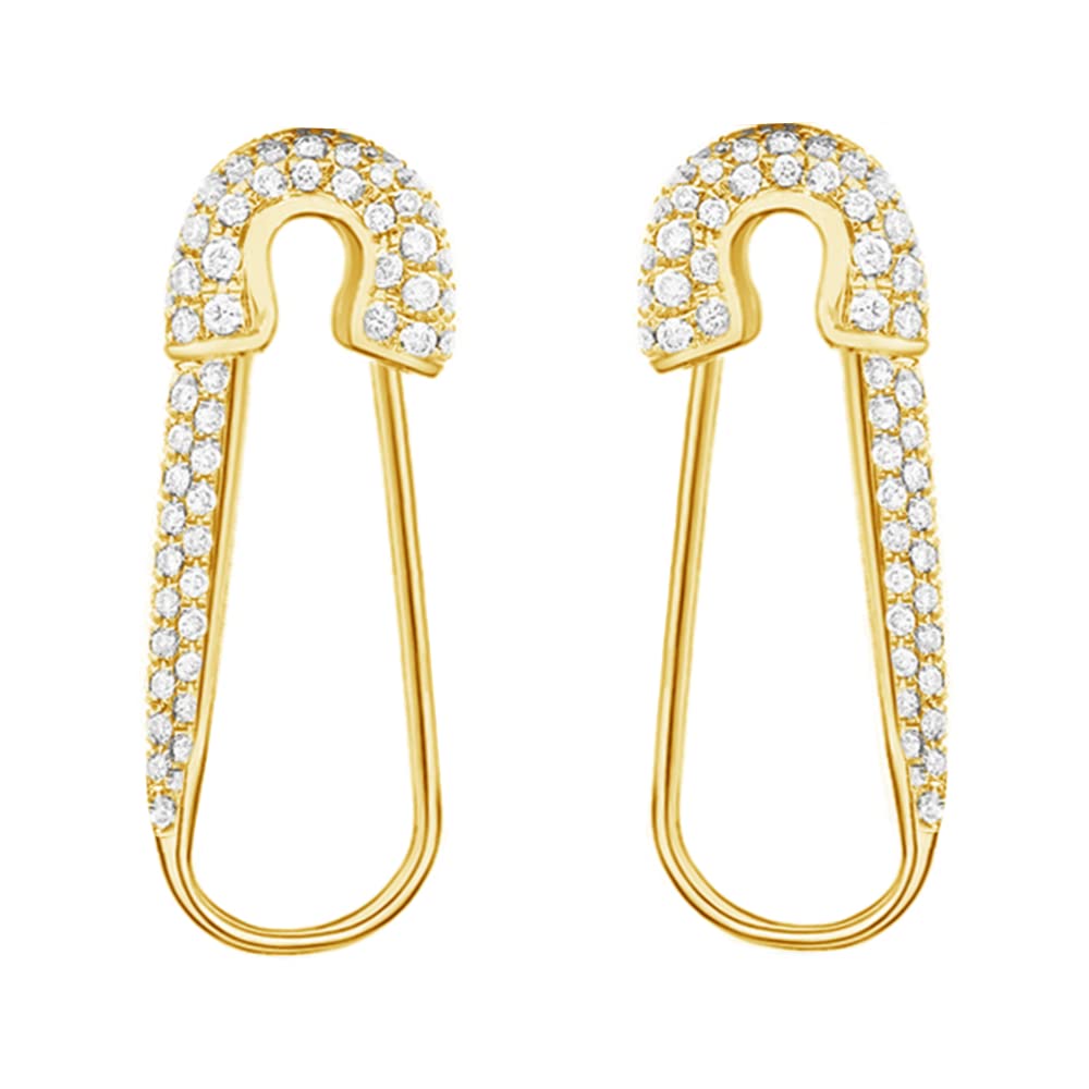 CZ Safety Pin Cartilage Sterling Silver Hoop Earrings for Women Girls Dainty Cubic Zirconia Dangle Drop Hypoallergenic Stud Post
