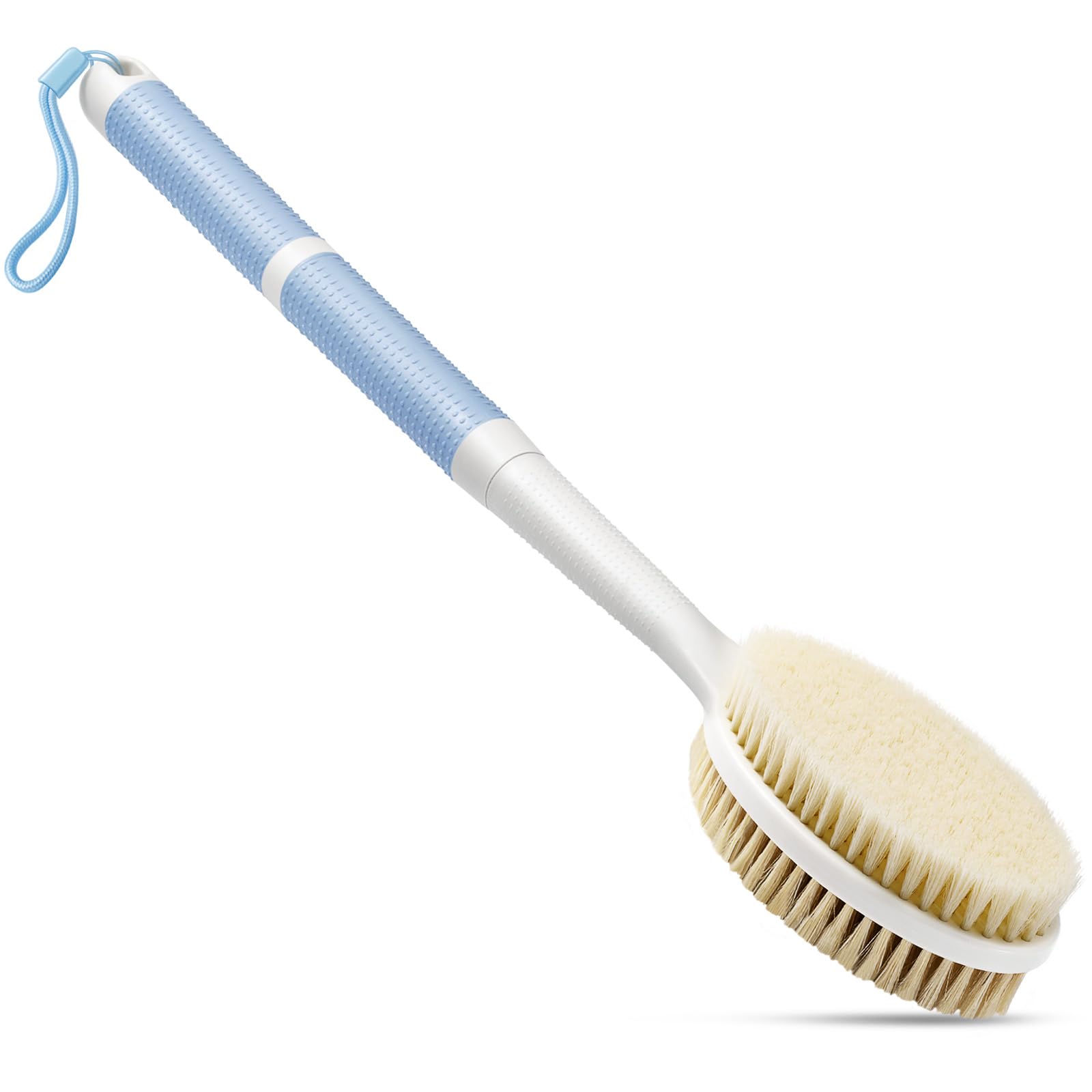 Backski Back Scrubber Anti Slip For Shower With Detachable Brush Head,19'' Shower Brush With Soft And Stiff Bristles,Long Handle