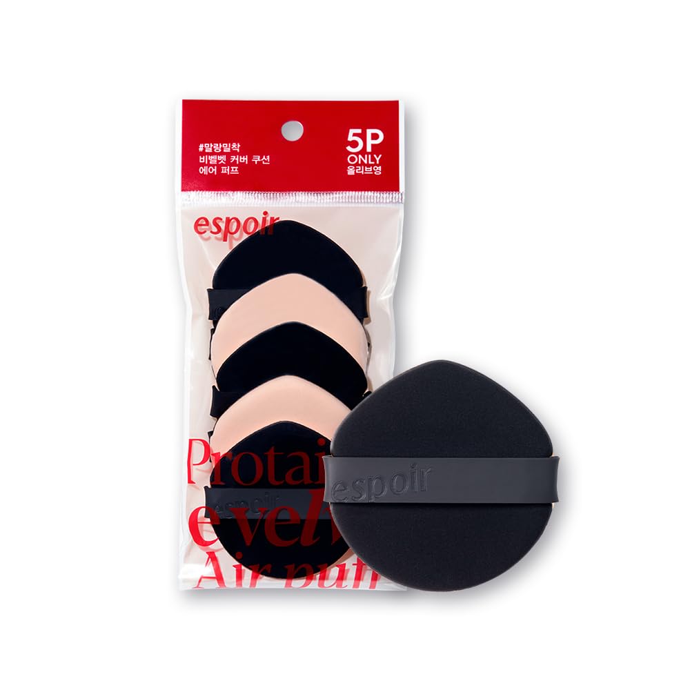 Espoir Be Velvet Air Puff 5Ea | Flawless Face Makeup Fast And Easily | Makeup Sponge Applicator Air Cushion Powder Puff For Liqu