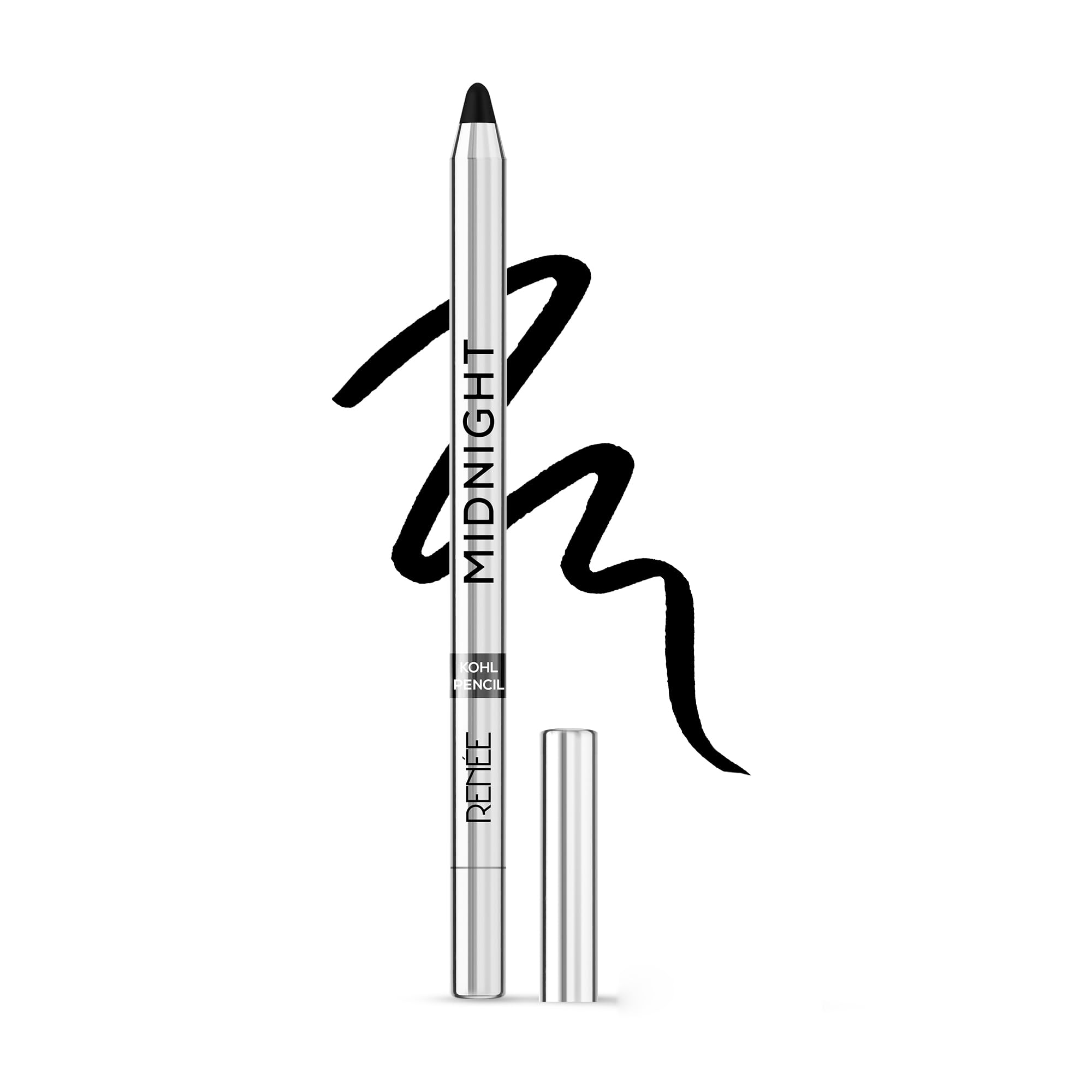 Renee Midnight Kohl Pencil - Smudgeproof And Waterproof Matte Kajal - 24 Hrs Long Stay - Darkest Black - One Swipe Application -