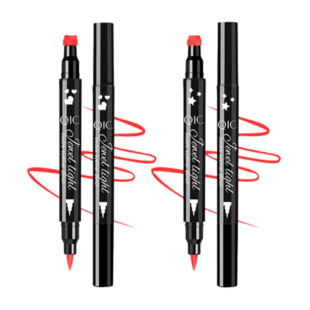 Lamuseland Eyeliner Stamp Wingliner, Waterproof Smudgeproof Liquid Eye Liner Gel Pen Set, Long Lasting Heart Black Thin Double E