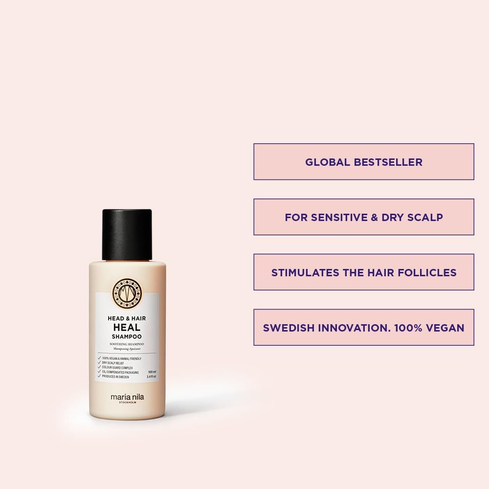 Maria Nila Head & Hair Heal, Shampoo 3.4 Fl Oz, Soothing Aloe Vera for dry & itchy scalps, 100% Vegan & Sulfate/Paraben free