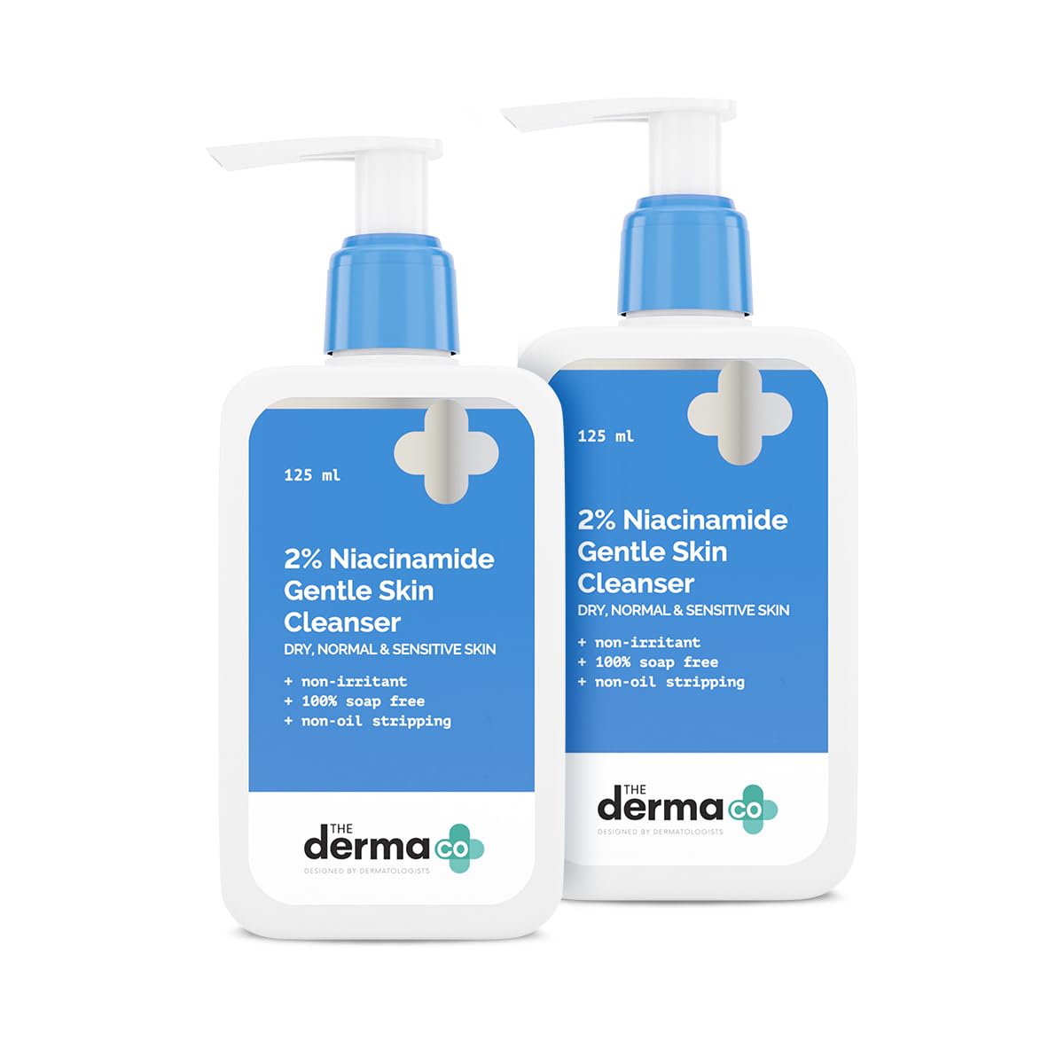 The Derma Co 2% Niacinamide Gentle Skin Cleanser For All Skin Types | Non-Irritant | 100% Soap-Free | 125Ml (Pack Of 2)