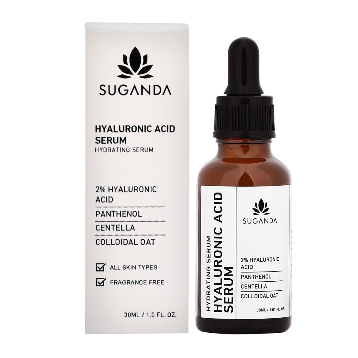 Suganda Hyaluronic Acid Face Serum For Glowing Skin & Barrier Repair | Anti Aging | Brightening & Hydrating | Reduces Fine Lines