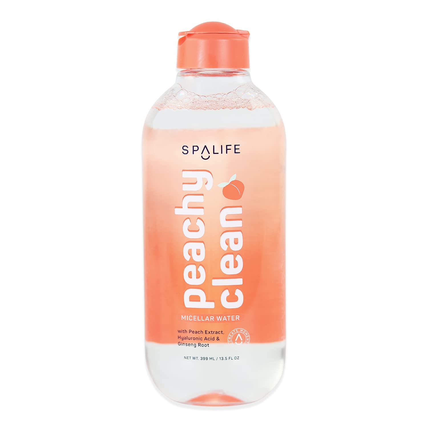 Spalife Beauty Peachy Clean Micellar Cleansing Water - 13.5 Fl Oz (With Peach Extract, Hyaluronic Acid & Ginseng Root)