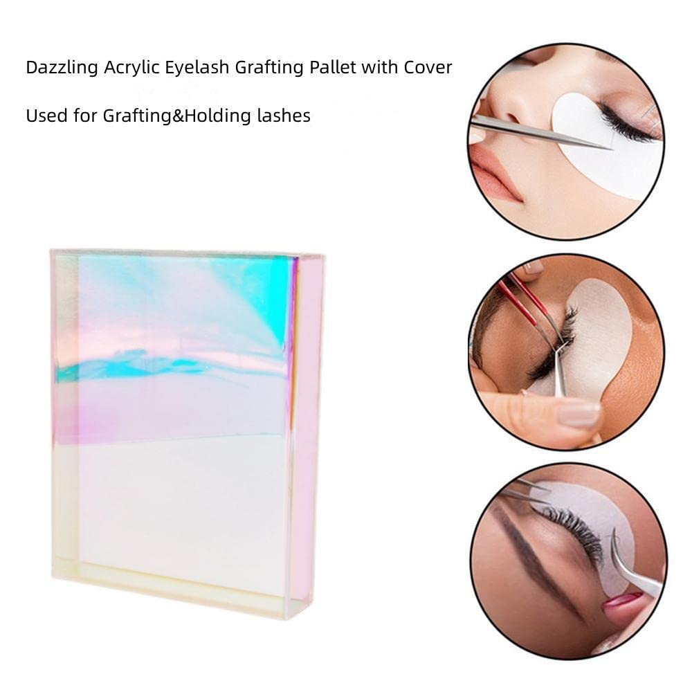 Eyelash Grafting Pallet With Cover, Dust-Proof Acrylic Lash Tile Holder, Dazzling Eyelash Extensions Storage Gasket Pads For Bea