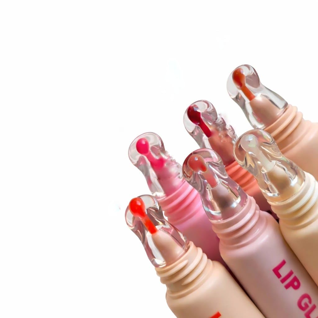 2Piece Peptide Jelly Crystal Lip Glaze Set | Korean Plumping Lip Gloss Oil Balm | Hydrating Plum & Pink Shades | Cute HighShin