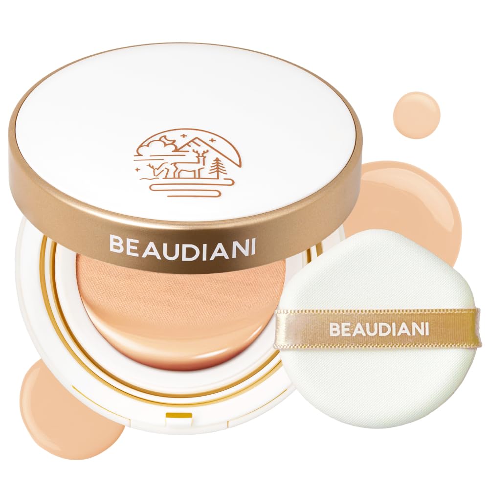BEAUDIANI Mesh Glow Cushion Foundation, Korean Cushion Makeup Compact with Puff, Lightweight Buildable Coverage, Dewy Skin-Like 