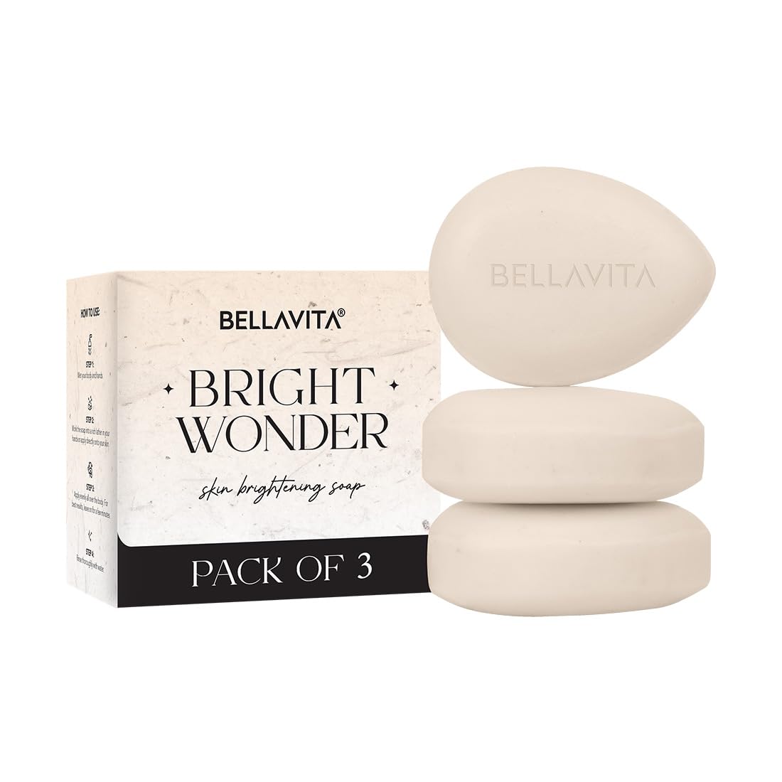 Bellavita Bright Wonder Brightening Soap | Dark Spot & Pigmentation Reduction | Kojic Acid & Mango Butter | Paraben Free | Pack 
