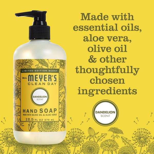 MRS. MEYER 'S CLEAN DAY Liquid Hand Soap Scent, 12.5 Fl Oz (Pack of 6) (Dandelion)