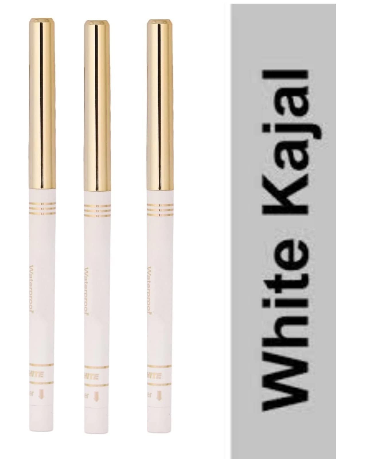 White Kajal Eyeliner Pencil Smudge Proof Waterproof White Kajal Pack Of 3