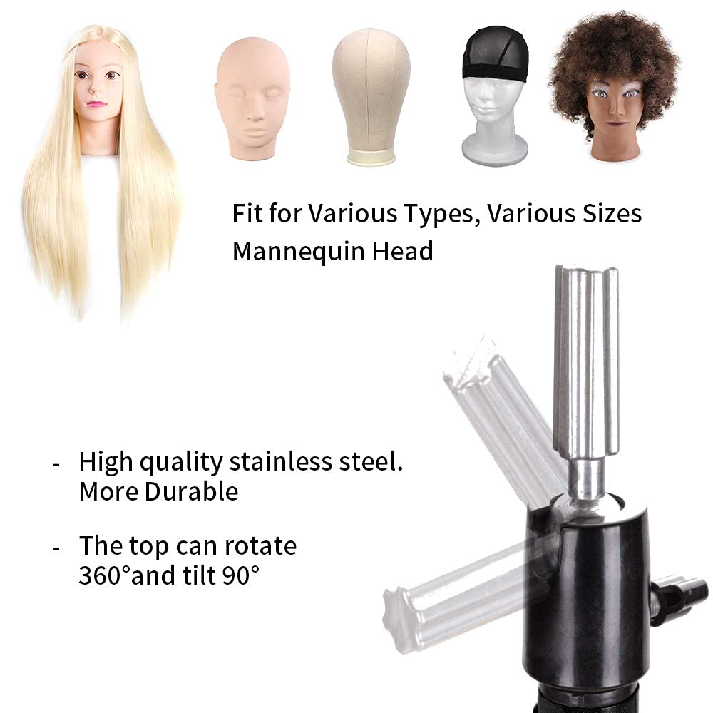 Alileader 55 Inch Wig Stand Tripod Mannequin Head Stand Heavy Duty Wig Stand Tripod With Head Wig Head Stand For Styling Wig Hea