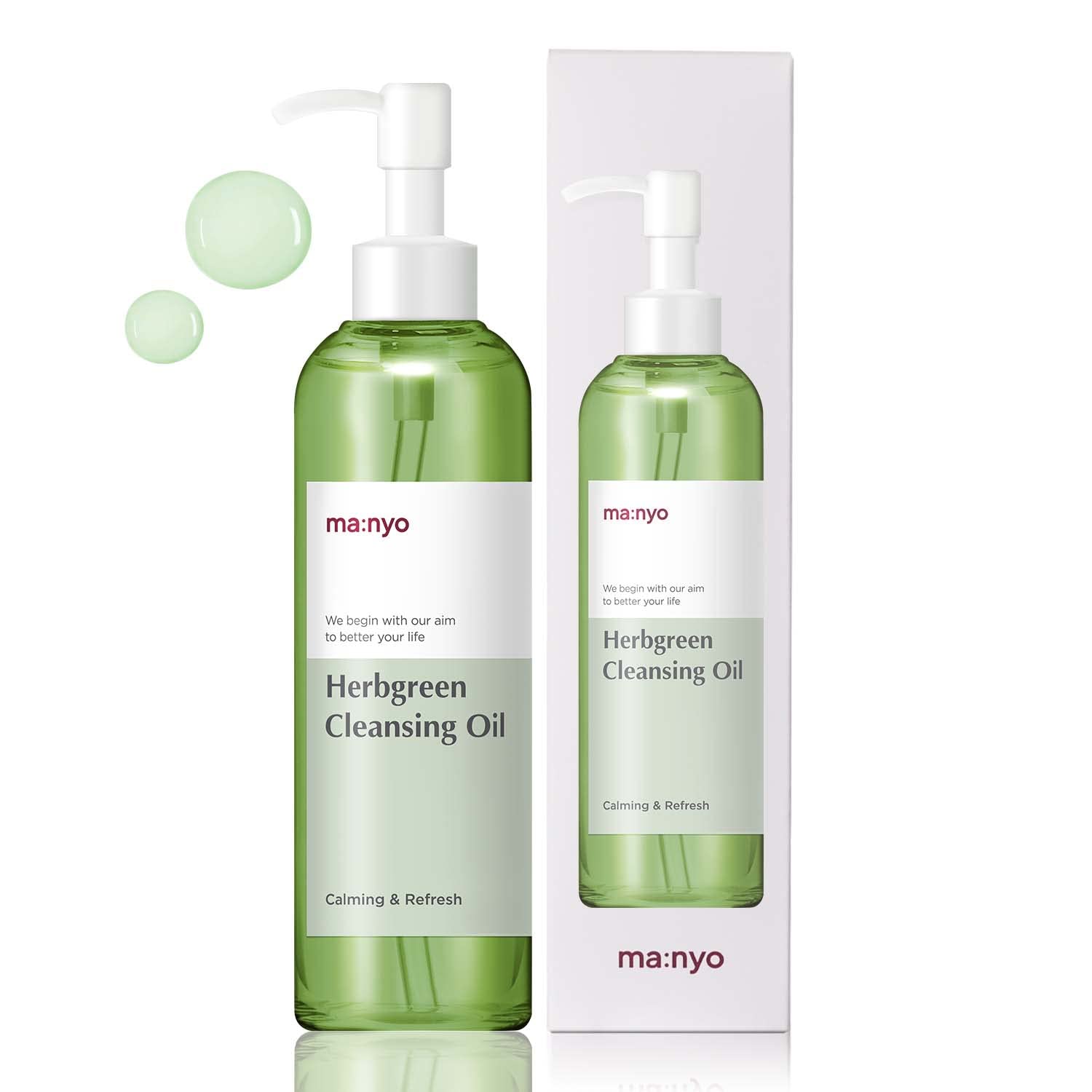 Ma:Nyo Herb Green Cleansing Oil Korean Facial Cleanser, Daily Makeup Remover For Women, Effective Cleansing Without Clogging Por