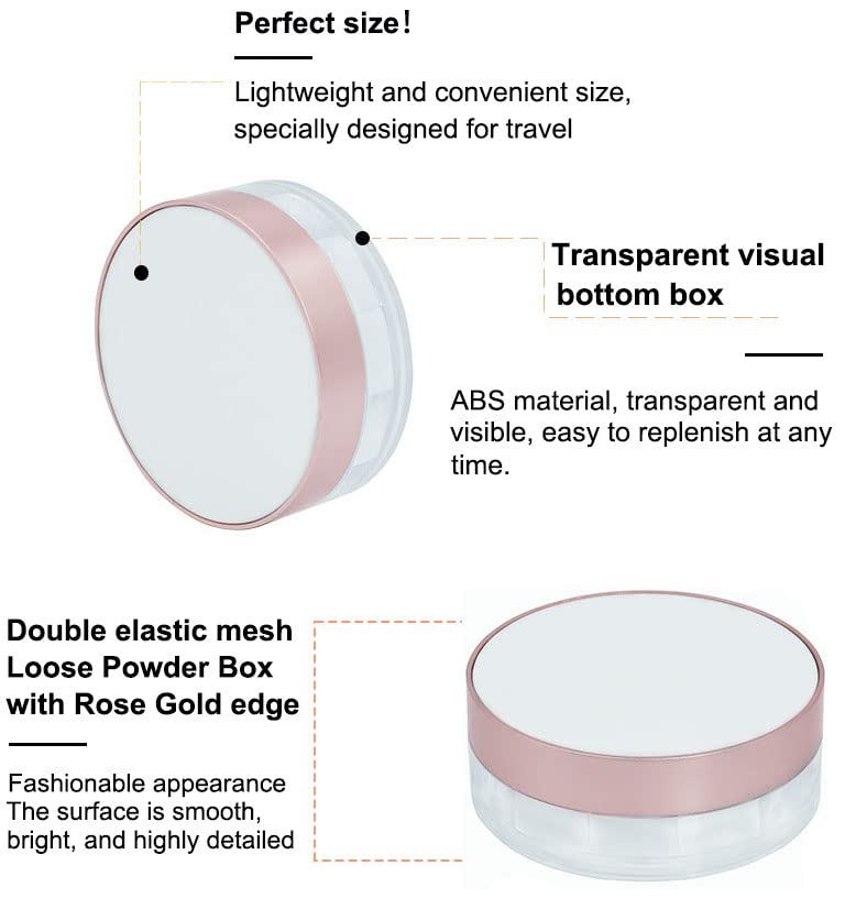Akoak Capacity 15Ml(0.5 Oz) No Leaks Empty Reusable Plastic Loose Powder Compact Container Diy Makeup Powder Case With Sponge Po
