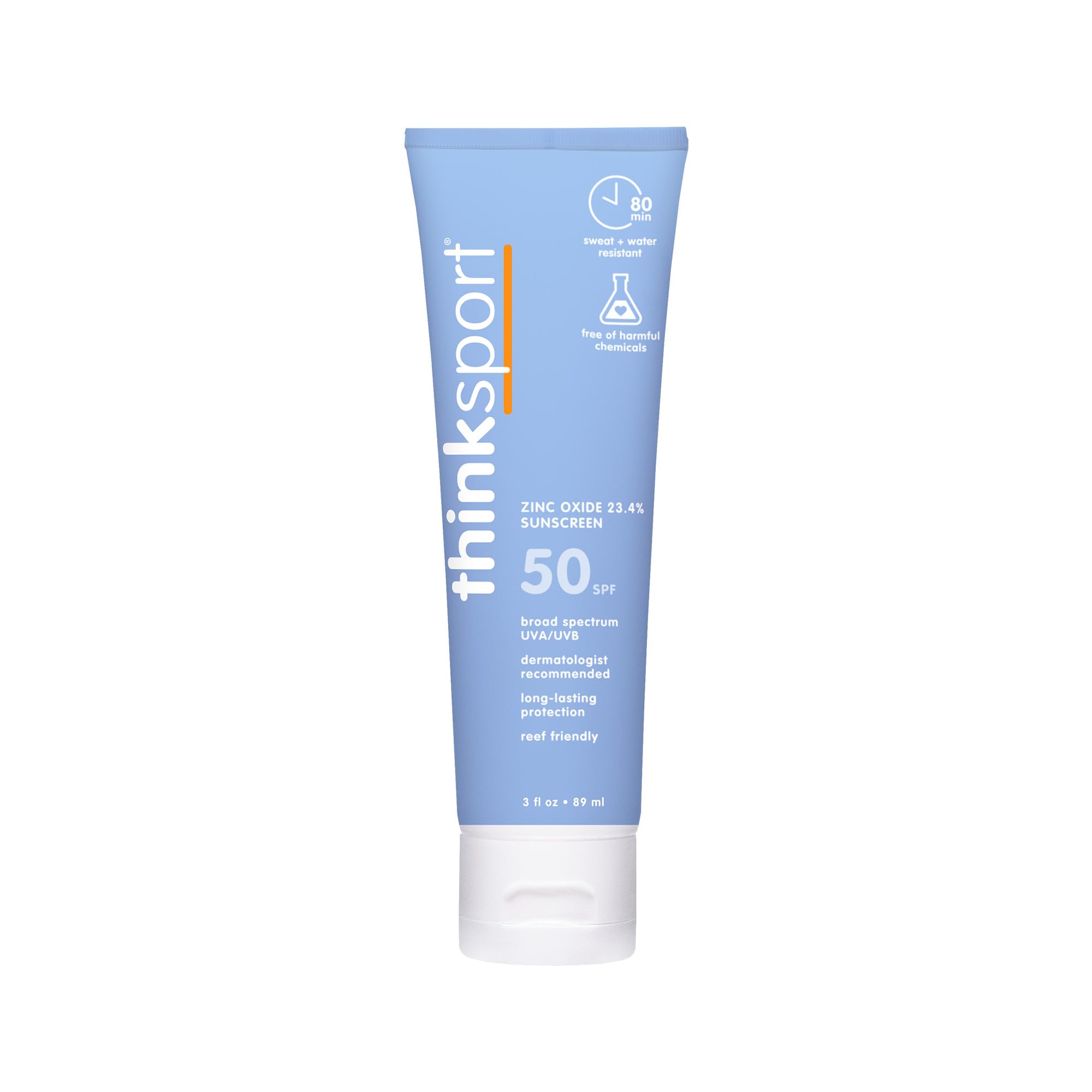 Thinksport Spf 50+ Mineral Sunscreen - Safe, Natural Sunblock For Sports & Active Use - Water Resistant Sun Cream -Uvauvb Sun Pr