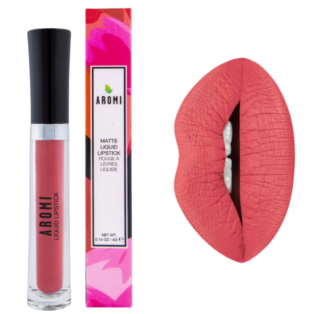 Aromi Matte Liquid Lipstick | Mango Coral Lip Color, Vegan, Cruelty-Free, Long-Lasting, Kiss And Smear Proof, Handmade (Mango Ta