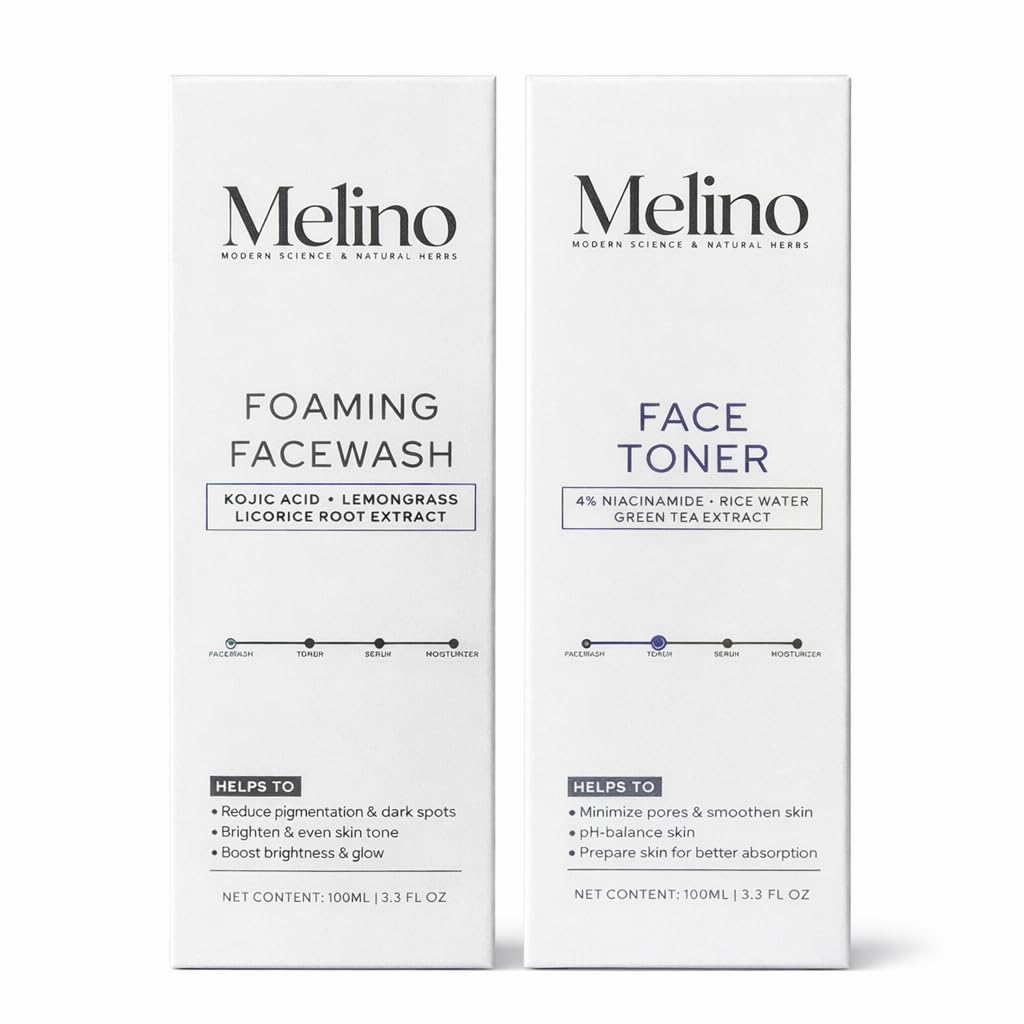Melino Face Wash & Face Toner Combo With Kojic Acid, Lemongrass, Niacinamide, Green Tea Extract For Dark Spots, Pigmentation, Ac