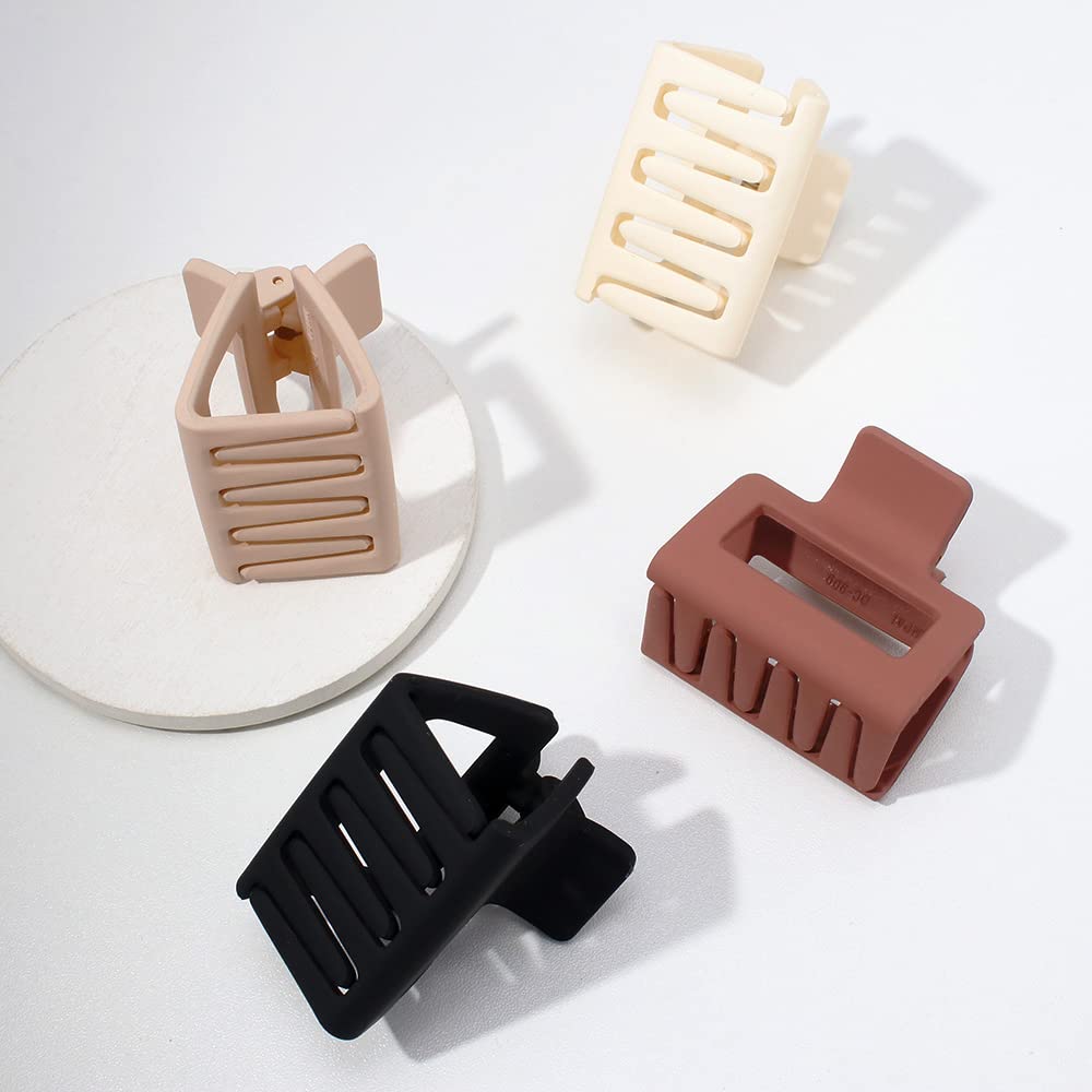 Atoden 5 Pcs Square Hair Clips Matte Hair Claw Clips For Women Girls 2'' Square Claw Clips For Thin And Medium Hair Non-Slip Str