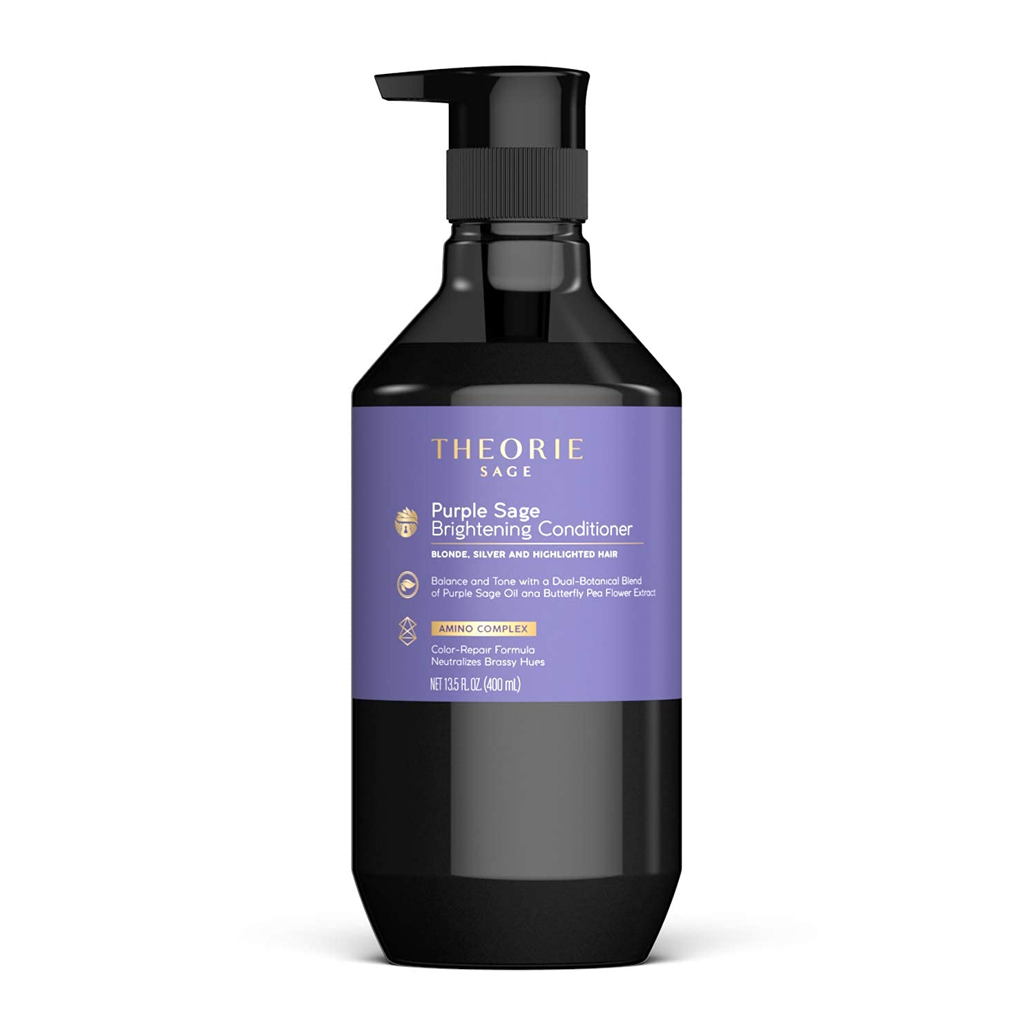 Theorie Purple Sage Brightening Conditioner for Blonde, Bleached, Silver, and Grey Hair - Eliminates Brassiness & Yellows | Infu