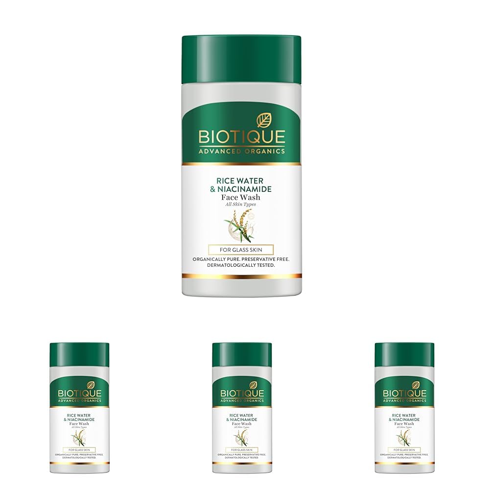 Biotique Rice Water & Niacinamide Gel Face Wash Removes Excess Oils & Reduce Blemishes Of The Skin | Glass Skin | For Men & Wome