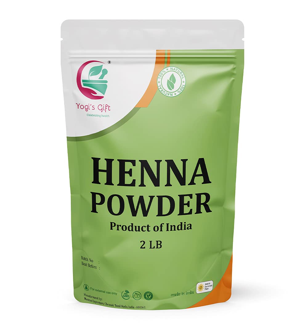 Triple Sifted Henna Powder For Hair | 2 Pound Bulk Pack | 100% Pure Henna Powder | Zero Chemicals, Best results | By Yogi's Gift