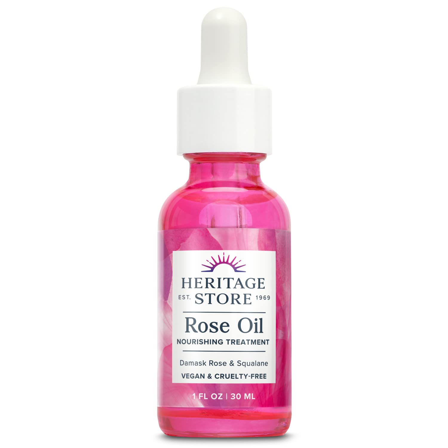 Heritage Store Rose Oil Nourishing Treatment - Hydrating Face Oil For A Natural Glow - Dry To Combination Skin Care W/ Organic R