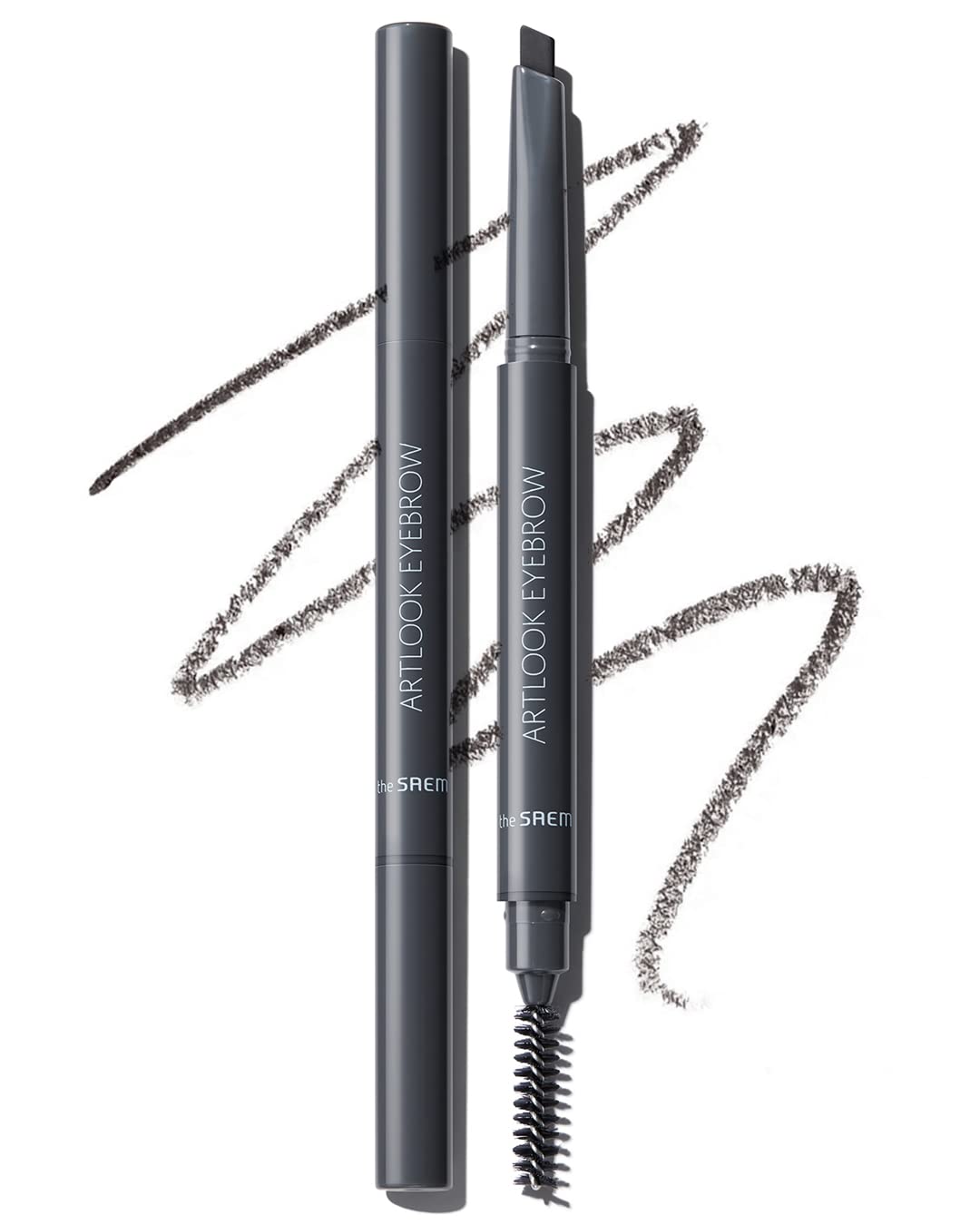 THESAEM Artlook Eyebrow Definer Pencil with Spoolie Brush 04 Black Gray - Long Lasting Eyebrow Pencil for Soft Textured Eyebrow 