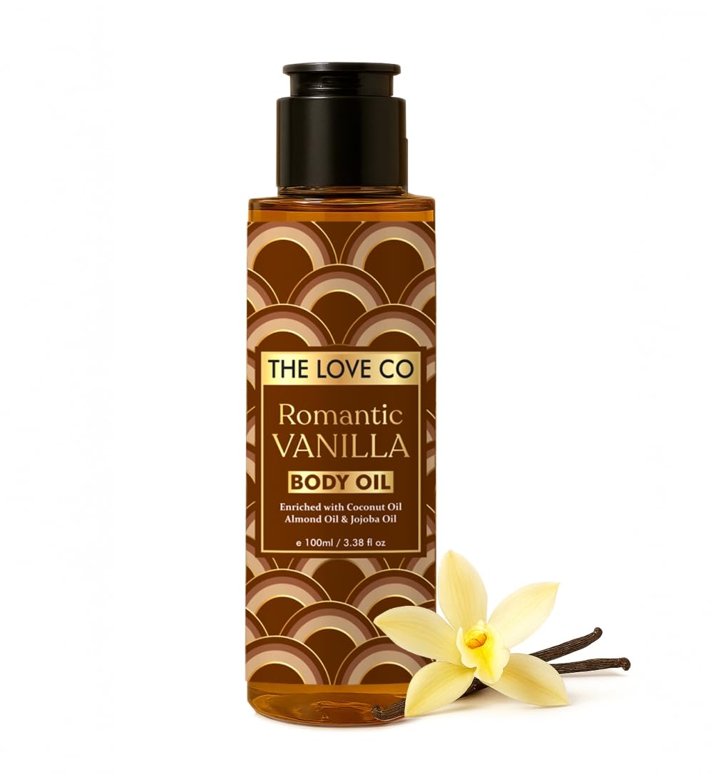The Love Co Romantic Vanilla Body Oil | Intense Hydration & Instant Glow | Long Lasting Vanilla Fragrance | Non-Greasy & Fast Ab