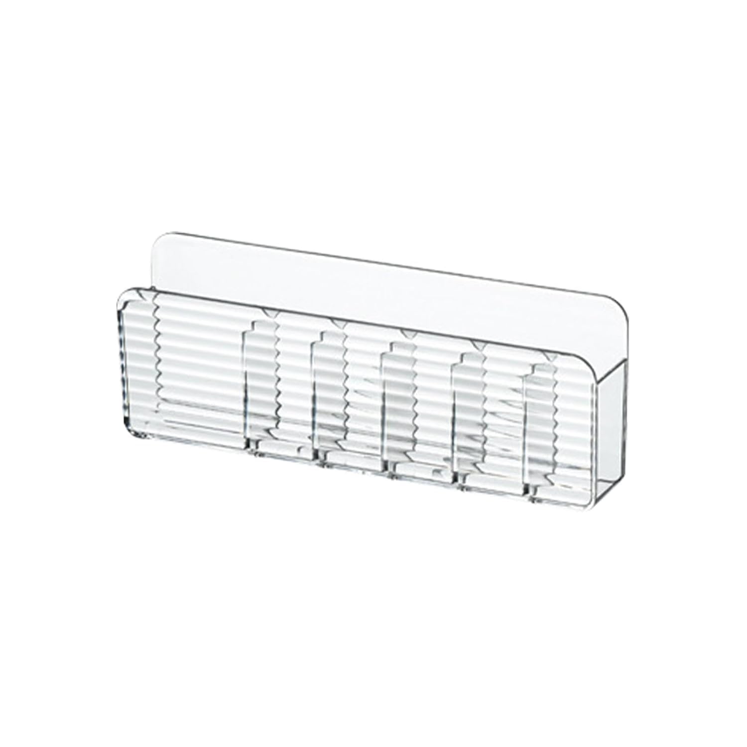 Novaria Wall Cosmetic Organizer, Clear Wall Mounted Makeup Holder With 5 Compartments, Space Saving Vanity Storage Tray Rack For